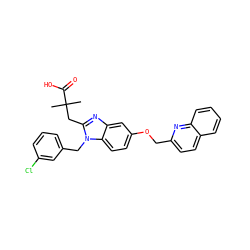 CC(C)(Cc1nc2cc(OCc3ccc4ccccc4n3)ccc2n1Cc1cccc(Cl)c1)C(=O)O ZINC000226120754
