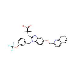 CC(C)(Cc1nc2cc(OCc3ccc4ccccc4n3)ccc2n1Cc1cccc(OC(F)(F)F)c1)C(=O)O ZINC000219379825