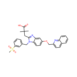 CC(C)(Cc1nc2cc(OCc3ccc4ccccc4n3)ccc2n1Cc1cccc(S(C)(=O)=O)c1)C(=O)O ZINC000219431163