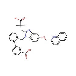 CC(C)(Cc1nc2cc(OCc3ccc4ccccc4n3)ccc2n1Cc1ccccc1-c1cccc(C(=O)O)c1)C(=O)O ZINC000226123298