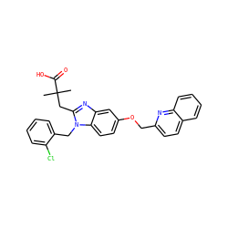 CC(C)(Cc1nc2cc(OCc3ccc4ccccc4n3)ccc2n1Cc1ccccc1Cl)C(=O)O ZINC000226109127
