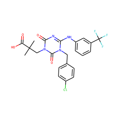 CC(C)(Cn1c(=O)nc(Nc2cccc(C(F)(F)F)c2)n(Cc2ccc(Cl)cc2)c1=O)C(=O)O ZINC000200506882