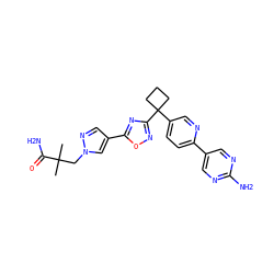 CC(C)(Cn1cc(-c2nc(C3(c4ccc(-c5cnc(N)nc5)nc4)CCC3)no2)cn1)C(N)=O ZINC000096175553