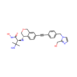 CC(C)(N)[C@H](N[C@@H]1COCc2cc(C#Cc3ccc(Cn4ccnc4CO)cc3)ccc21)C(=O)NO ZINC001772574846