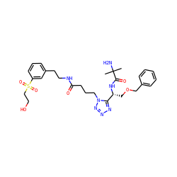 CC(C)(N)C(=O)N[C@H](COCc1ccccc1)c1nnnn1CCCC(=O)NCCc1cccc(S(=O)(=O)CCO)c1 ZINC000029049008