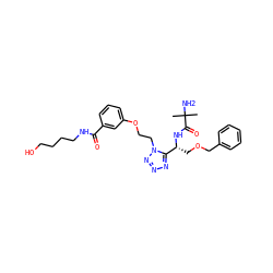 CC(C)(N)C(=O)N[C@H](COCc1ccccc1)c1nnnn1CCOc1cccc(C(=O)NCCCCO)c1 ZINC000029048737