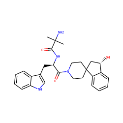 CC(C)(N)C(=O)N[C@H](Cc1c[nH]c2ccccc12)C(=O)N1CCC2(CC1)C[C@H](O)c1ccccc12 ZINC000028257675