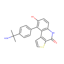 CC(C)(N)c1ccc(-c2c(O)ccc3[nH]c(=O)c4sccc4c23)cc1 ZINC000165185862