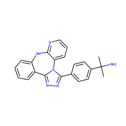 CC(C)(N)c1ccc(-c2nnc3n2-c2cccnc2Nc2ccccc2-3)cc1 ZINC000096174126