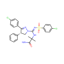 CC(C)(N/C(=N\S(=O)(=O)c1ccc(Cl)cc1)N1C[C@H](c2ccccc2)C(c2ccc(Cl)cc2)=N1)C(N)=O ZINC000095573549