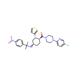 CC(C)(N[C@@H]1CC[C@H](C(=O)N2CCN(c3ccc(Cl)cn3)CC2)[C@@H](c2ccsc2)C1)c1ccc([N+](=O)[O-])cc1 ZINC000073220606