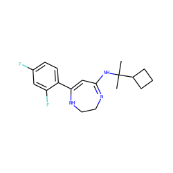 CC(C)(NC1=NCCNC(c2ccc(F)cc2F)=C1)C1CCC1 ZINC000101099166