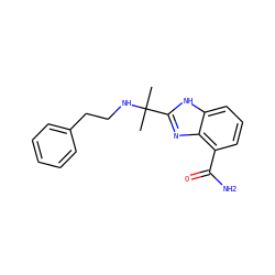 CC(C)(NCCc1ccccc1)c1nc2c(C(N)=O)cccc2[nH]1 ZINC000040919134