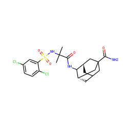 CC(C)(NS(=O)(=O)c1cc(Cl)ccc1Cl)C(=O)NC1[C@H]2CC3C[C@H]1CC(C(N)=O)(C3)C2 ZINC000473133407