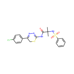 CC(C)(NS(=O)(=O)c1ccccc1)C(=O)NC1=NN=C(c2ccc(Cl)cc2)CS1 ZINC000013864150