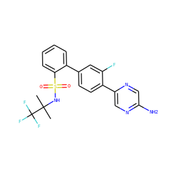 CC(C)(NS(=O)(=O)c1ccccc1-c1ccc(-c2cnc(N)cn2)c(F)c1)C(F)(F)F ZINC000212175781
