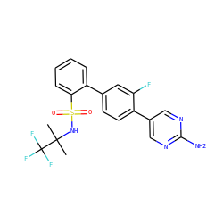 CC(C)(NS(=O)(=O)c1ccccc1-c1ccc(-c2cnc(N)nc2)c(F)c1)C(F)(F)F ZINC000224796152
