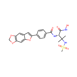 CC(C)(NS(C)(=O)=O)[C@H](NC(=O)c1ccc(-c2cc3cc4c(cc3o2)OCO4)cc1)C(=O)NO ZINC001772636935
