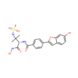 CC(C)(NS(C)(=O)=O)[C@H](NC(=O)c1ccc(-c2cc3ccc(O)cc3o2)cc1)C(=O)NO ZINC001772605020