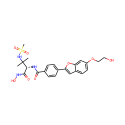 CC(C)(NS(C)(=O)=O)[C@H](NC(=O)c1ccc(-c2cc3ccc(OCCO)cc3o2)cc1)C(=O)NO ZINC001772609544