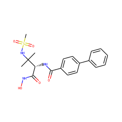 CC(C)(NS(C)(=O)=O)[C@H](NC(=O)c1ccc(-c2ccccc2)cc1)C(=O)NO ZINC001772592856