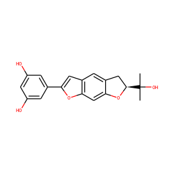 CC(C)(O)[C@@H]1Cc2cc3cc(-c4cc(O)cc(O)c4)oc3cc2O1 ZINC000014610077
