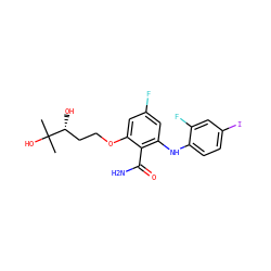 CC(C)(O)[C@H](O)CCOc1cc(F)cc(Nc2ccc(I)cc2F)c1C(N)=O ZINC000096905639