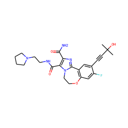 CC(C)(O)C#Cc1cc2c(cc1F)OCCn1c-2nc(C(N)=O)c1C(=O)NCCN1CCCC1 ZINC000205800307