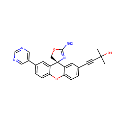 CC(C)(O)C#Cc1ccc2c(c1)[C@]1(COC(N)=N1)c1cc(-c3cncnc3)ccc1O2 ZINC000117732335