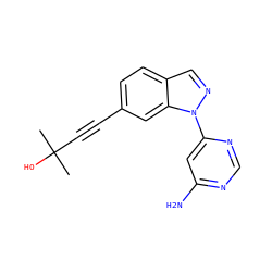 CC(C)(O)C#Cc1ccc2cnn(-c3cc(N)ncn3)c2c1 ZINC000103249657