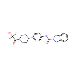 CC(C)(O)C(=O)N1CCC(c2ccc(NC(=O)N3Cc4ccccc4C3)cc2)CC1 ZINC000166802242