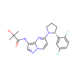 CC(C)(O)C(=O)Nc1cnn2ccc(N3CCC[C@@H]3c3cc(F)ccc3F)nc12 ZINC000118404707