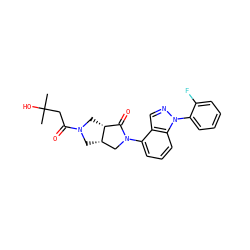 CC(C)(O)CC(=O)N1C[C@H]2CN(c3cccc4c3cnn4-c3ccccc3F)C(=O)[C@H]2C1 ZINC000653845408