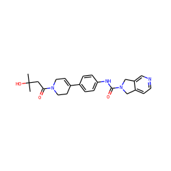 CC(C)(O)CC(=O)N1CC=C(c2ccc(NC(=O)N3Cc4ccncc4C3)cc2)CC1 ZINC000167520443