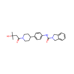 CC(C)(O)CC(=O)N1CCC(c2ccc(NC(=O)N3Cc4ccccc4C3)cc2)CC1 ZINC001772606744