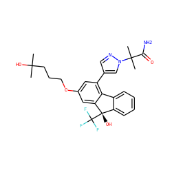 CC(C)(O)CCCOc1cc(-c2cnn(C(C)(C)C(N)=O)c2)c2c(c1)[C@@](O)(C(F)(F)F)c1ccccc1-2 ZINC000221392034