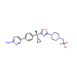 CC(C)(O)CN1CCN(c2nc([C@@](C)(c3ccc(-c4cnc(N)nc4)cc3)C3CC3)no2)CC1 ZINC001772644651