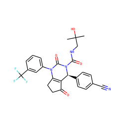 CC(C)(O)CNC(=O)N1C(=O)N(c2cccc(C(F)(F)F)c2)C2=C(C(=O)CC2)[C@@H]1c1ccc(C#N)cc1 ZINC000224576336