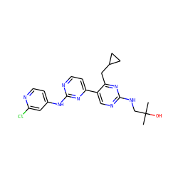 CC(C)(O)CNc1ncc(-c2ccnc(Nc3ccnc(Cl)c3)n2)c(CC2CC2)n1 ZINC000200552794