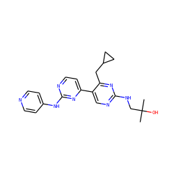 CC(C)(O)CNc1ncc(-c2ccnc(Nc3ccncc3)n2)c(CC2CC2)n1 ZINC000203701852