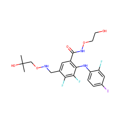 CC(C)(O)CONCc1cc(C(=O)NOCCO)c(Nc2ccc(I)cc2F)c(F)c1F ZINC000096175815