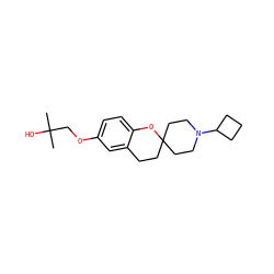 CC(C)(O)COc1ccc2c(c1)CCC1(CCN(C3CCC3)CC1)O2 ZINC000084564509