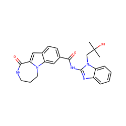 CC(C)(O)Cn1c(NC(=O)c2ccc3cc4n(c3c2)CCCNC4=O)nc2ccccc21 ZINC000147823829