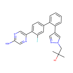 CC(C)(O)Cn1cc(-c2ccccc2-c2ccc(-c3cnc(N)cn3)c(F)c2)cn1 ZINC000224734283