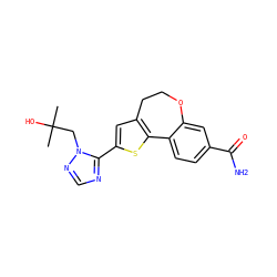 CC(C)(O)Cn1ncnc1-c1cc2c(s1)-c1ccc(C(N)=O)cc1OCC2 ZINC000095585095