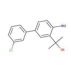 CC(C)(O)c1cc(-c2cccc(Cl)c2)ccc1N ZINC000013439677