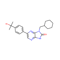 CC(C)(O)c1ccc(-c2cnc3[nH]c(=O)n(CC4CCCCC4)c3n2)cc1 ZINC000073198289