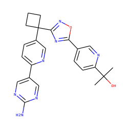 CC(C)(O)c1ccc(-c2nc(C3(c4ccc(-c5cnc(N)nc5)nc4)CCC3)no2)cn1 ZINC000096175487