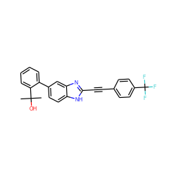 CC(C)(O)c1ccccc1-c1ccc2[nH]c(C#Cc3ccc(C(F)(F)F)cc3)nc2c1 ZINC000117147809