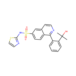 CC(C)(O)c1ccccc1-c1nccc2cc(S(=O)(=O)Nc3nccs3)ccc12 ZINC000215515901